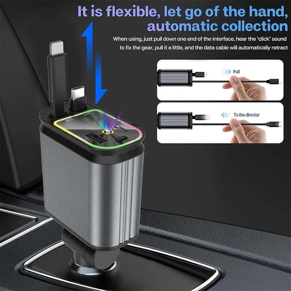SmartDrivePro | 4 in 1 Retractable Car Charger with Starlight Projection