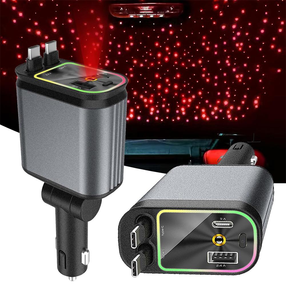 SmartDrivePro | 4 in 1 Retractable Car Charger with Starlight Projection