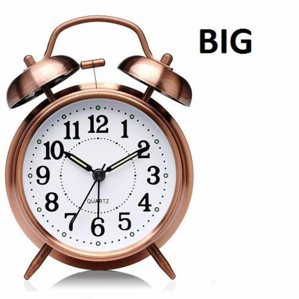 Vintage Twin Bell Alarm Clock with Loud Sound and Night LED Display