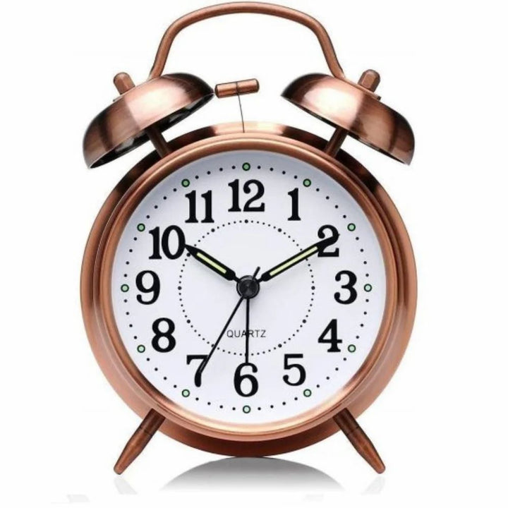 Vintage Twin Bell Alarm Clock with Loud Sound and Night LED Display
