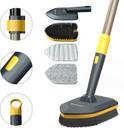 Versatile Bathroom Cleaning Brush with Extendable Handle & Microfiber Pad