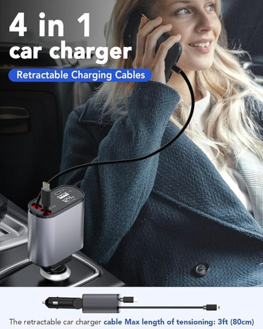 SmartDrivePro | 4 in 1 Retractable Car Charger with Starlight Projection