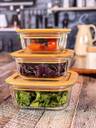 Airtight Glass Food Storage Containers with Bamboo Lids - 3 Piece Set