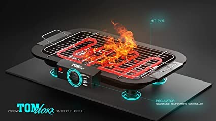 Electric Smokeless Barbecue Grill with Adjustable Temperature Control