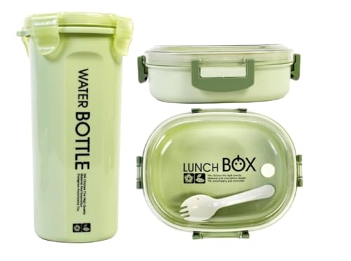 Durable 2 Compartment Lunch Box with Water Bottle for Kids & Adults