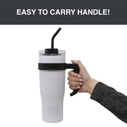 Insulated Stainless Steel Tumbler with Straw & Handle for Easy Hydration
