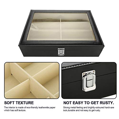 Elegant PU Leather Sunglasses Storage Box with Transparent Cover