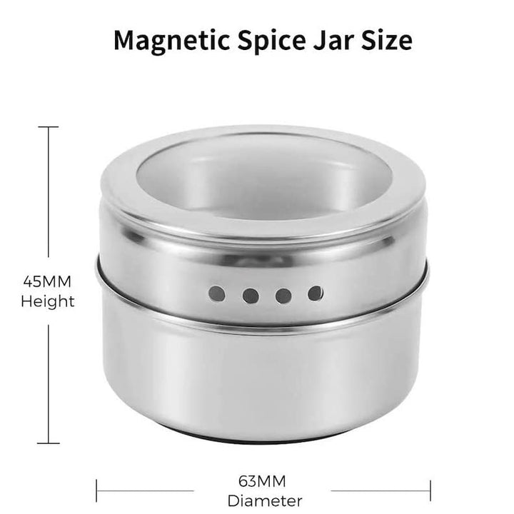 9-Piece Stainless Steel Magnetic Spice Rack for Organized Kitchen
