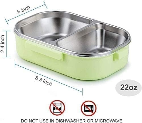 Durable 2 Compartment Lunch Box with Water Bottle for Kids & Adults