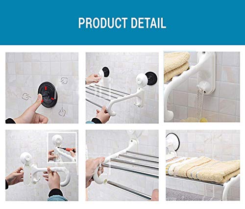 Magic Suction Cup Towel Rack with Crossbars and Hooks for Bathroom & Kitchen