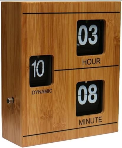 Retro Bamboo Flip Clock - Unique Dynamic Display for Home & Office
