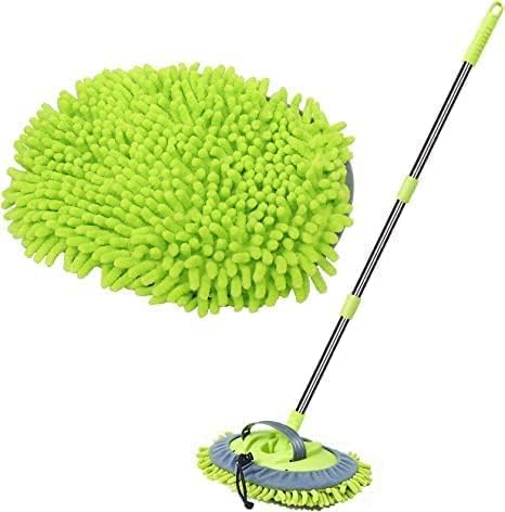 Versatile 2 in 1 Car Wash Mop Mitt with Long Handle & Chenille Microfiber