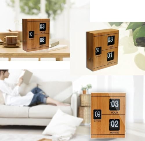 Retro Bamboo Flip Clock - Unique Dynamic Display for Home & Office