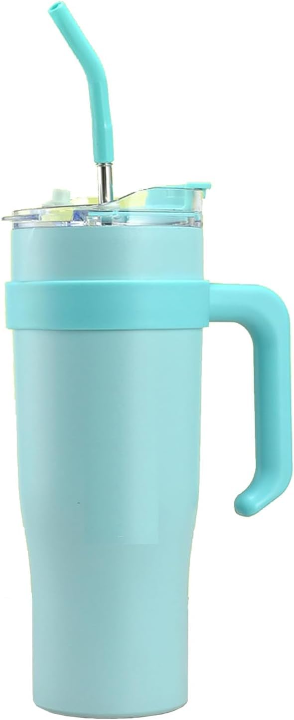 Insulated Stainless Steel Tumbler with Straw & Handle for Easy Hydration