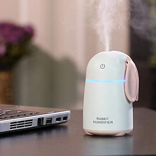 Portable Rabbit Shaped Humidifier with LED Night Light for Home & Office