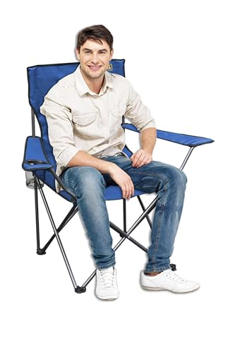 Portable Folding Camping Chair with Arm Rest & Glass Holder for Outdoor Fun