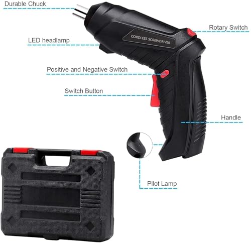 JENABOM 47 in 1 Electric Screwdriver Cordless Rechargeable Set 3.6V Li | ion 3.5N | m Max Torque Electric Rotatable with Case LED Light Drill Screwdriver Multi
