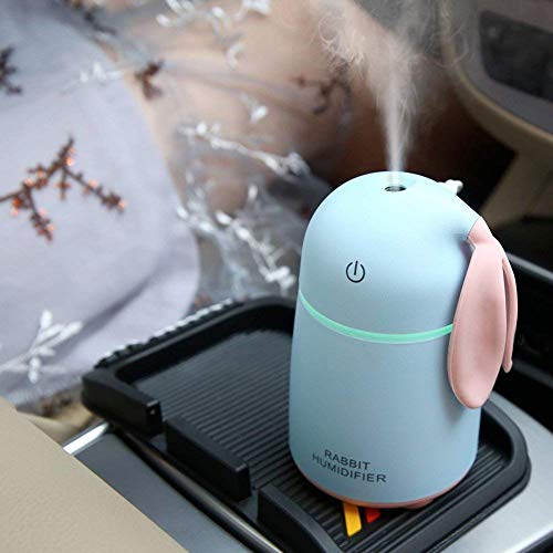 Portable Rabbit Shaped Humidifier with LED Night Light for Home & Office