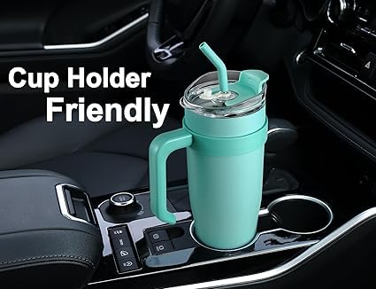 Insulated Stainless Steel Tumbler with Straw & Handle for Easy Hydration