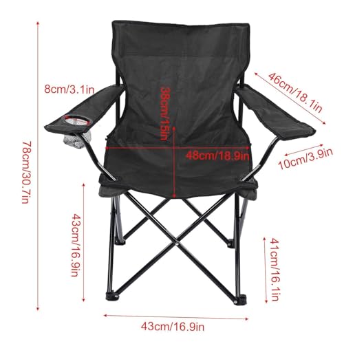 Portable Folding Camping Chair with Arm Rest & Glass Holder for Outdoor Fun
