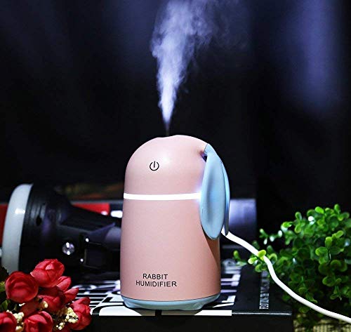 Portable Rabbit Shaped Humidifier with LED Night Light for Home & Office