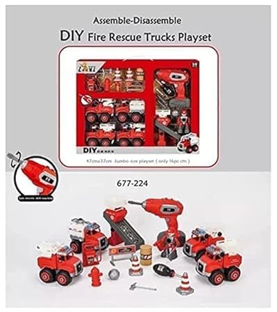DIY Fire Rescue Trucks Playset for Kids - Educational Fun Toy