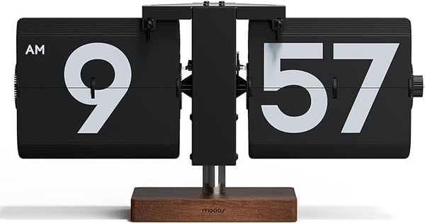 Classic Modern Wood Flip Desk Clock | Retro Analog Design for Home