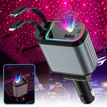 SmartDrivePro | 4 in 1 Retractable Car Charger with Starlight Projection