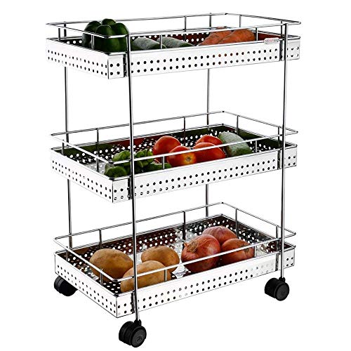 3 Layer Stainless Steel Kitchen Trolley for Versatile Storage Solutions
