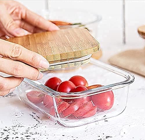 Square glass storage containers | airtight wooden lids for kitchen use ...