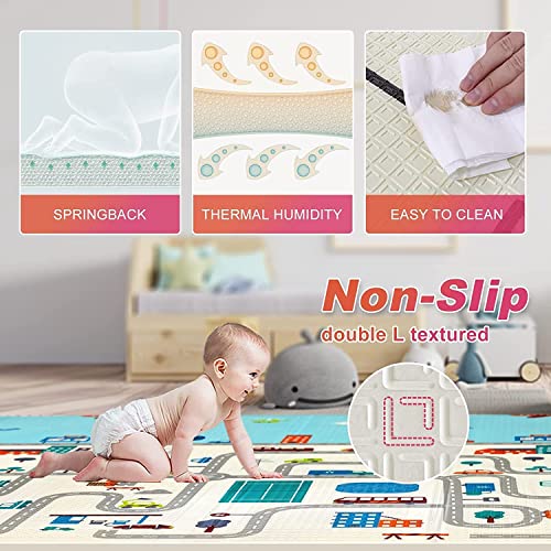 Extra Large Reversible Baby Play Mat - Safe, Waterproof & Portable