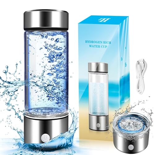 Hydrogen Water Bottle with Advanced Electrolysis Technology, High Borosilicate Glass, Leak-Proof Design, 420ml… | Indiakartz