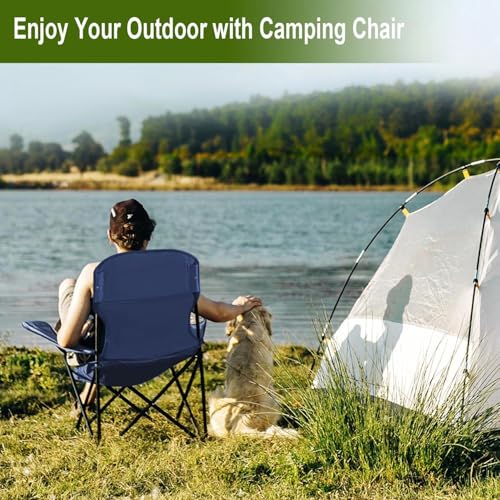 Portable Folding Camping Chair with Arm Rest & Glass Holder for Outdoor Fun
