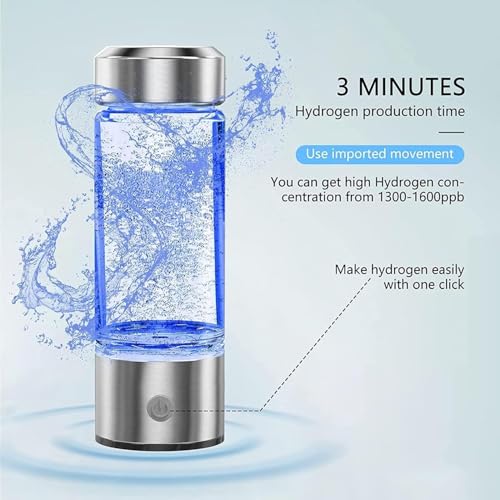Hydrogen Water Bottle with Advanced Electrolysis Technology, High Borosilicate Glass, Leak-Proof Design, 420ml… | Indiakartz