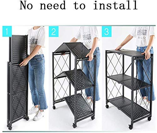 3-Layer Adjustable Kitchen Microwave Rack on Wheels for Versatile Storage