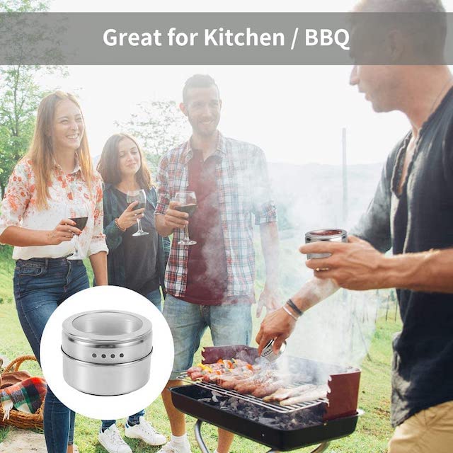 9-Piece Stainless Steel Magnetic Spice Rack for Organized Kitchen