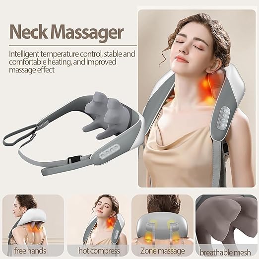 Electric Neck & Back Massager with Heat for Relaxation and Relief