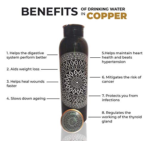 Floral Printed Copper Water Bottle 1000 ML - Eco-Friendly Hydration