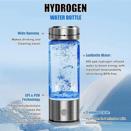 Hydrogen Water Bottle with Advanced Electrolysis Technology, High Borosilicate Glass, Leak-Proof Design, 420ml… | Indiakartz