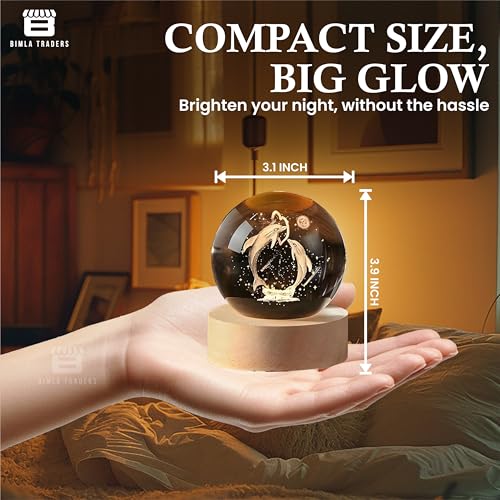 3D Dolphin Crystal Ball Night Lamp | Stylish LED Table Light