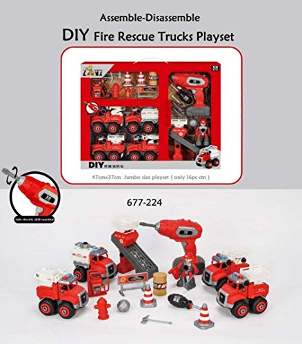 DIY Fire Rescue Trucks Playset for Kids - Educational Fun Toy
