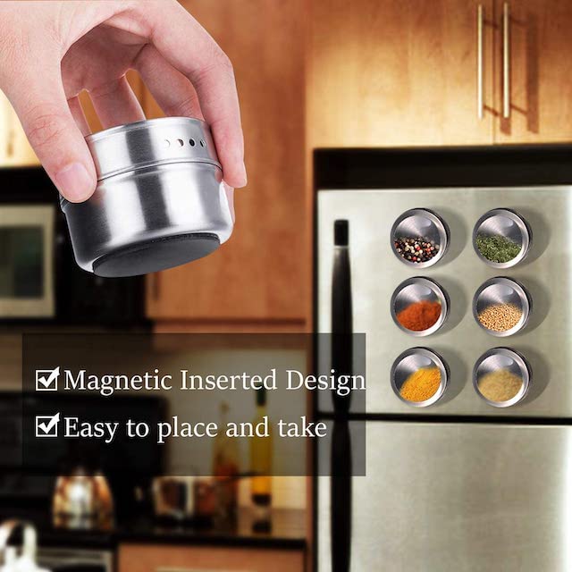 9-Piece Stainless Steel Magnetic Spice Rack for Organized Kitchen
