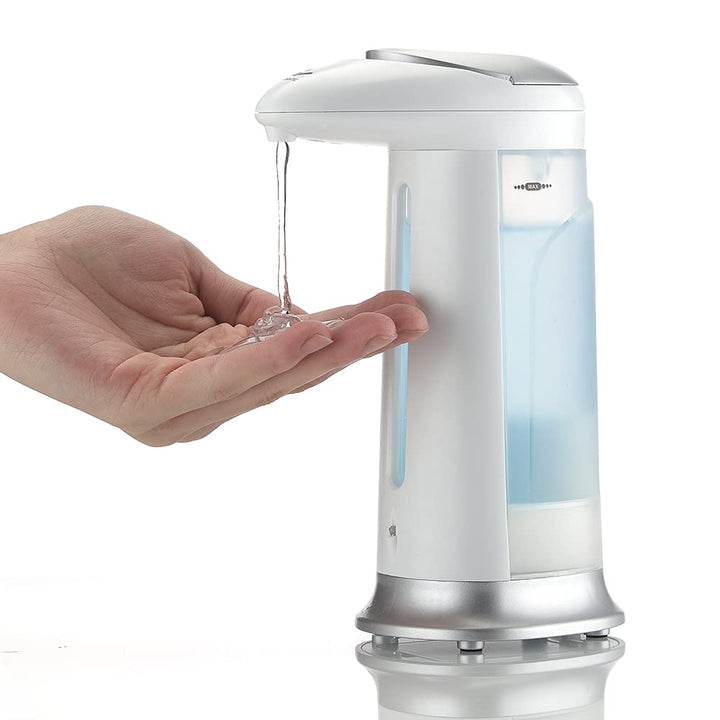 White automatic touchless liquid soap dispenser with infrared sensor