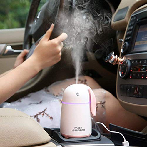 Portable Rabbit Shaped Humidifier with LED Night Light for Home & Office