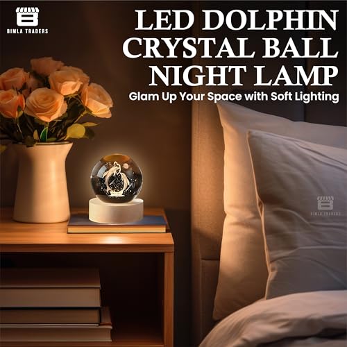3D Dolphin Crystal Ball Night Lamp | Stylish LED Table Light