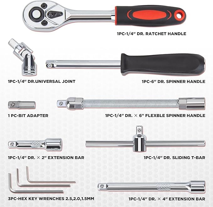 Comprehensive 53-Piece Socket Wrench Set for Home and Auto Repairs