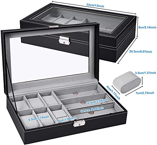 Elegant Leather Watch and Sunglasses Organizer with Removable Pillows