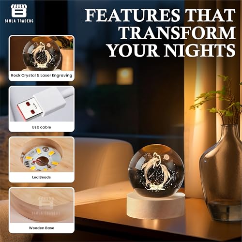 3D Dolphin Crystal Ball Night Lamp | Stylish LED Table Light
