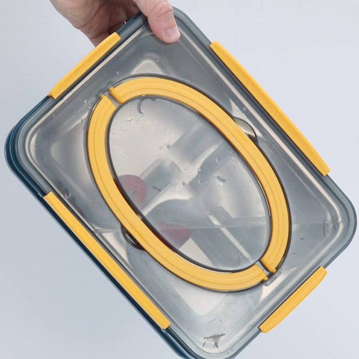 4 Compartment Stainless Steel Lunch Box - Leak Proof & Durable Design