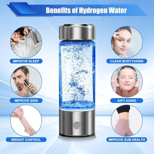 Hydrogen Water Bottle with Advanced Electrolysis Technology, High Borosilicate Glass, Leak-Proof Design, 420ml… | Indiakartz